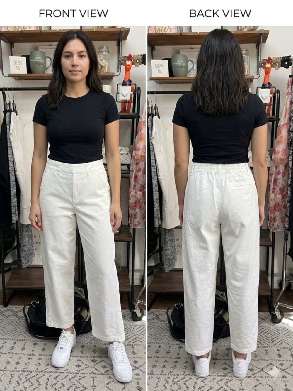 Nike White High-Rise Straight-Leg Cotton Pants